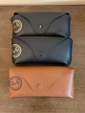Ray-Ban Leather Sunglass Case Set - Black & Brown